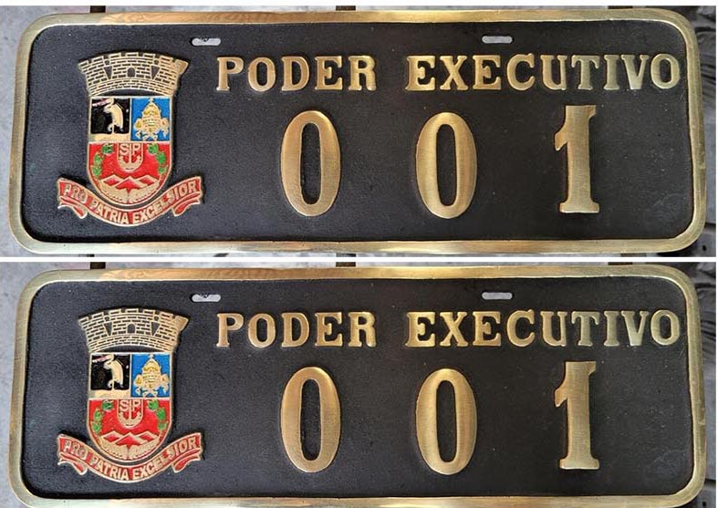 Placa de Carro em Bronze Fundido